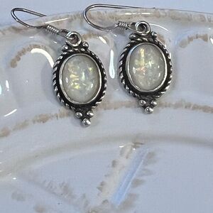 Sterling Silver Opal Drop Earrings 1” – Vintage Style 925